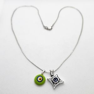925 Stamped Sterling Silver Evil Eye Pendant